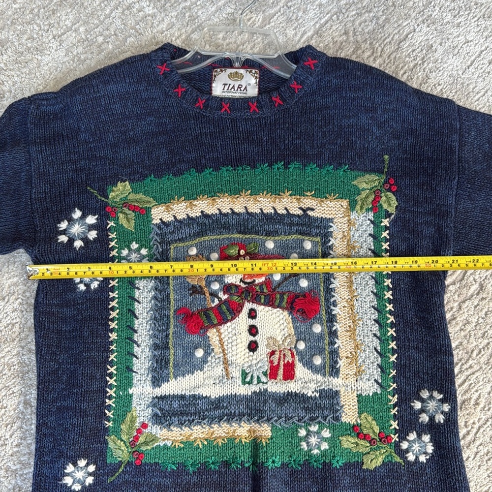 BEAUTIFUL Vintage Tiara Blue Snowman Sweater - Size M - Excellent Condition - Picture 8 of 8